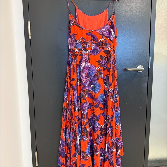 Free People size 10 EUC Orange and Blue Spaghetti Strap midi/maxi dress - Picture 11 of 15
